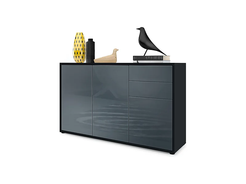 KOMMODE Ben Front in Grau Hochglanz