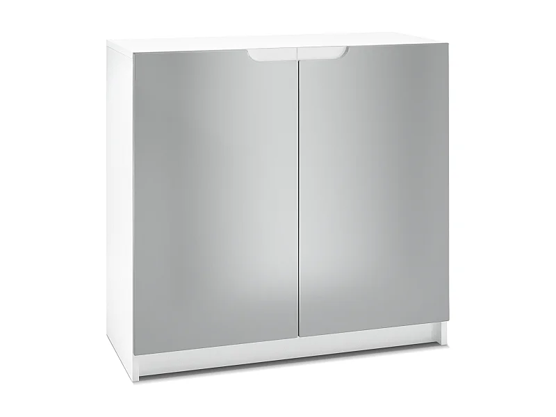 Madia Logan, mobile a 2 ante, bianco opaco/grigio chiaro semilucido (82 x 78 x 37 cm)