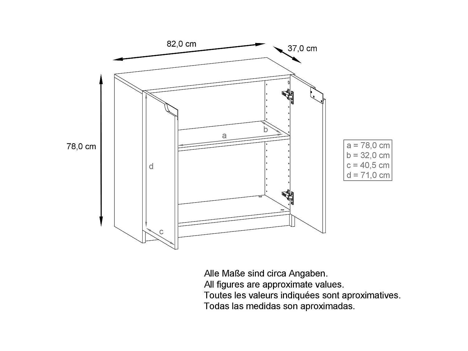 Buffet Logan, Commode avec 2 portes, blanc mat/gris clair satiné mat (82 x 78 x 37 cm)