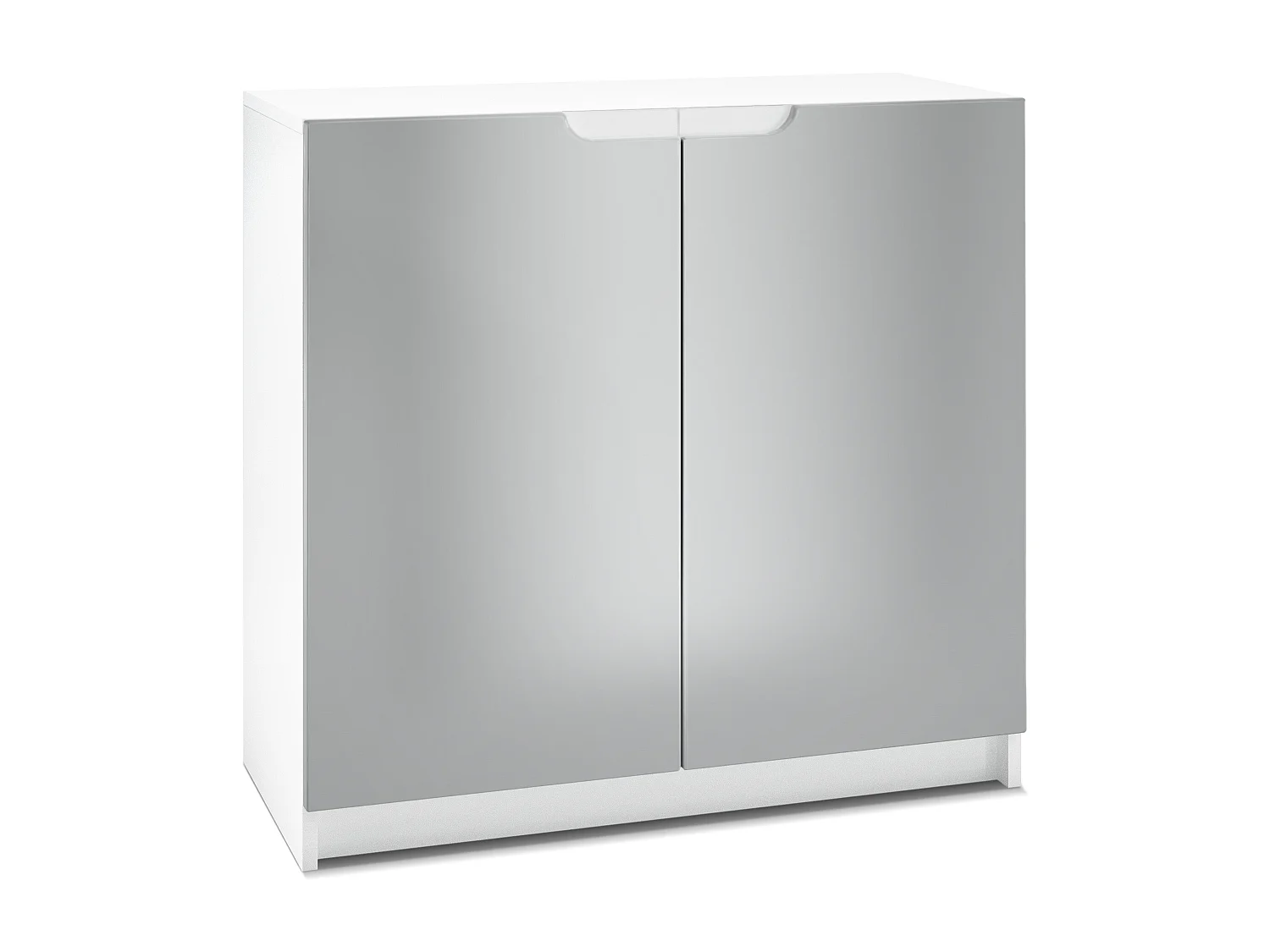 Madia Logan, mobile a 2 ante, bianco opaco/grigio chiaro semilucido (82 x 78 x 37 cm)