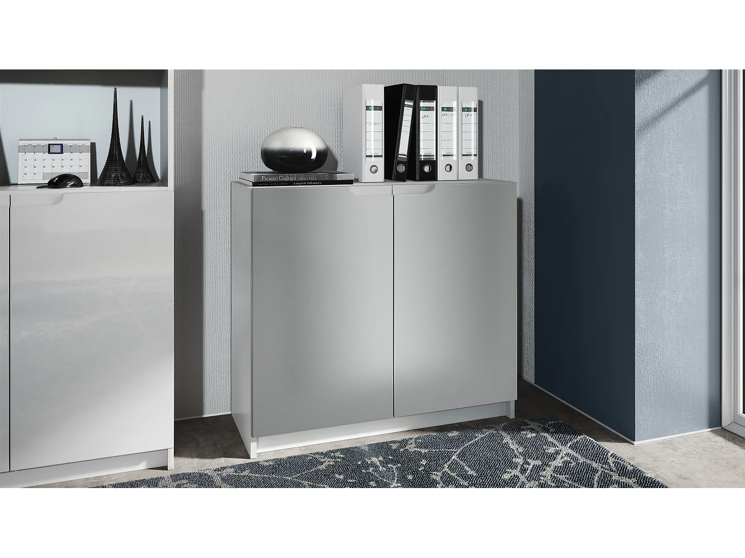 KOMMODE Logan Fronten in Hellgrau Seidenmatt