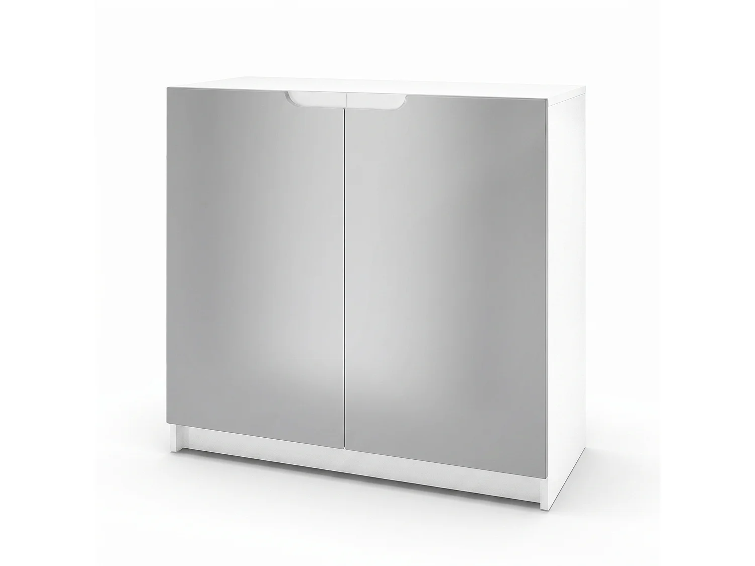 Madia Logan, mobile a 2 ante, bianco opaco/grigio chiaro semilucido (82 x 78 x 37 cm)