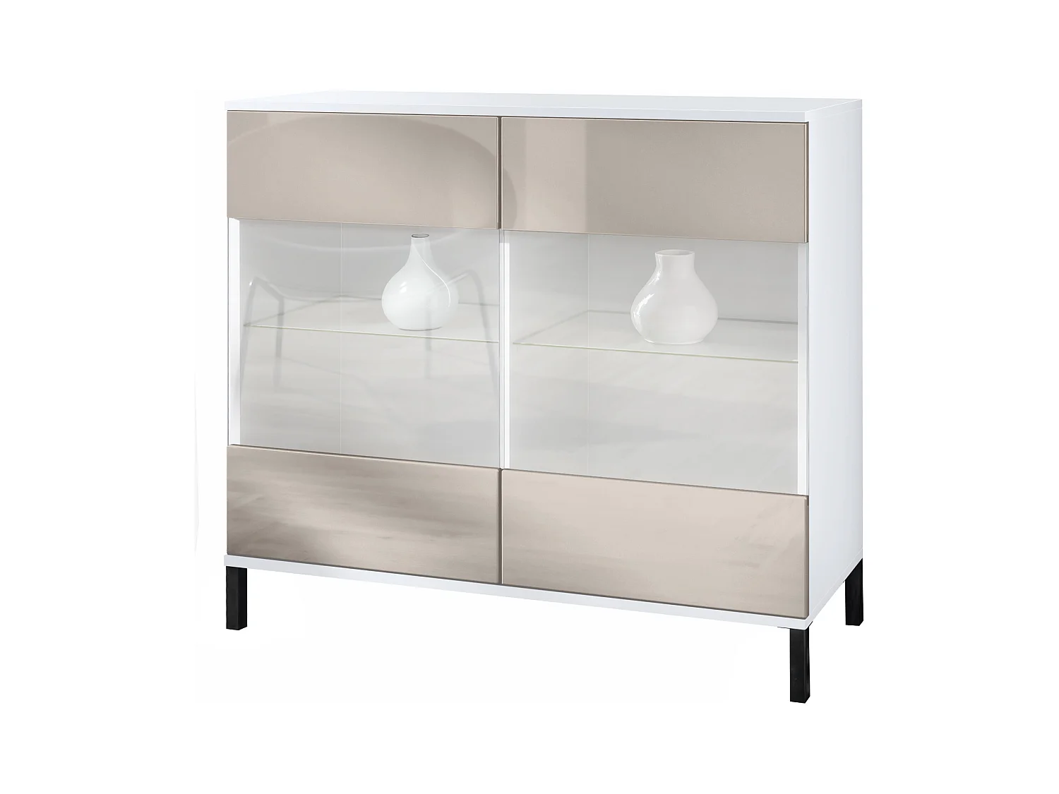 KOMMODE Bari Sandgrau Hochglanz