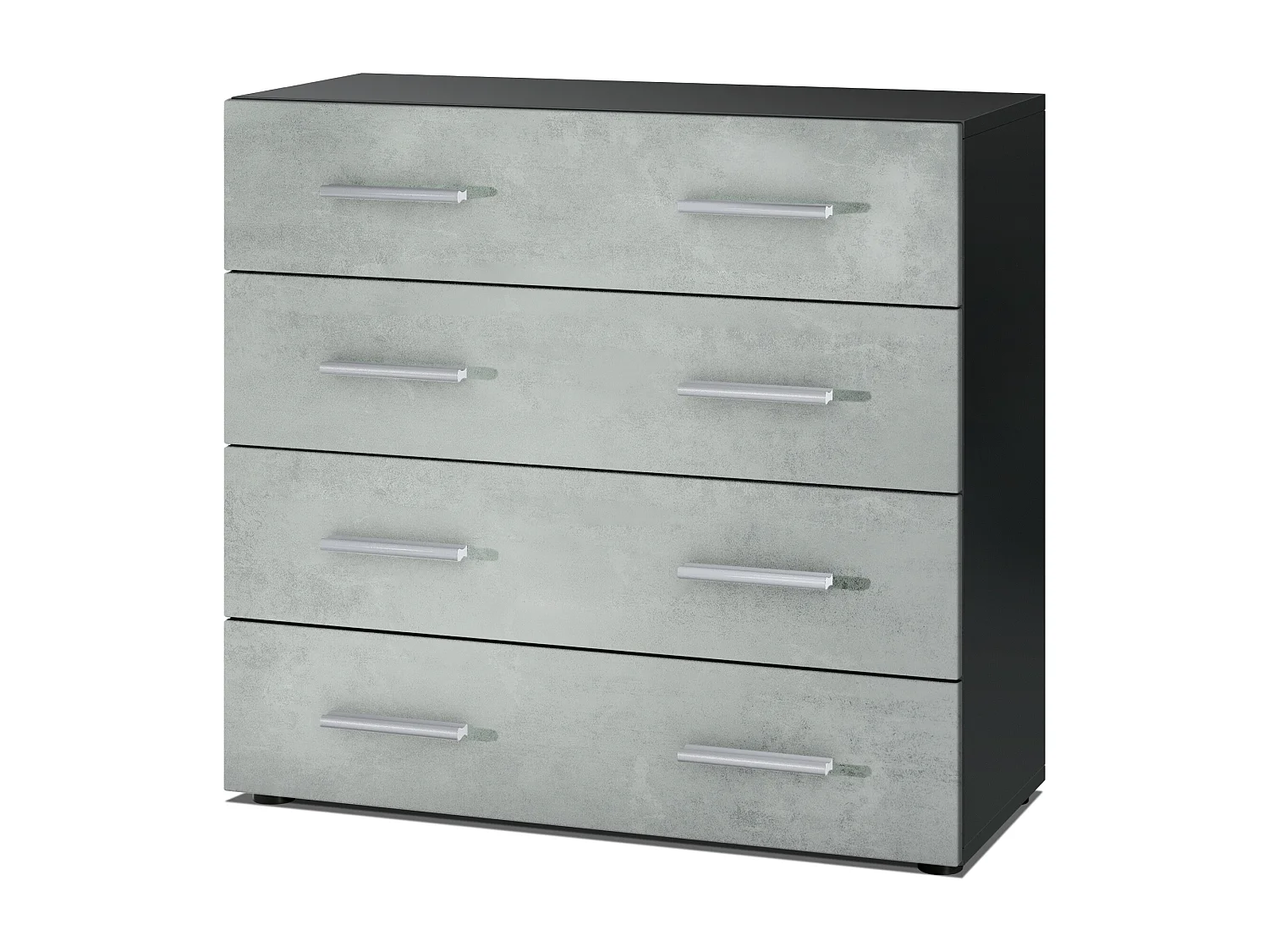 Vladon Madia Pavos, mobile con 4 cassetti, nero opaco/ottica cermento ossido (76 x 72 x 35 cm)