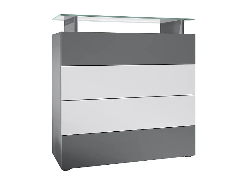 KOMMODE Pavos Anthrazit matt / Weiß matt