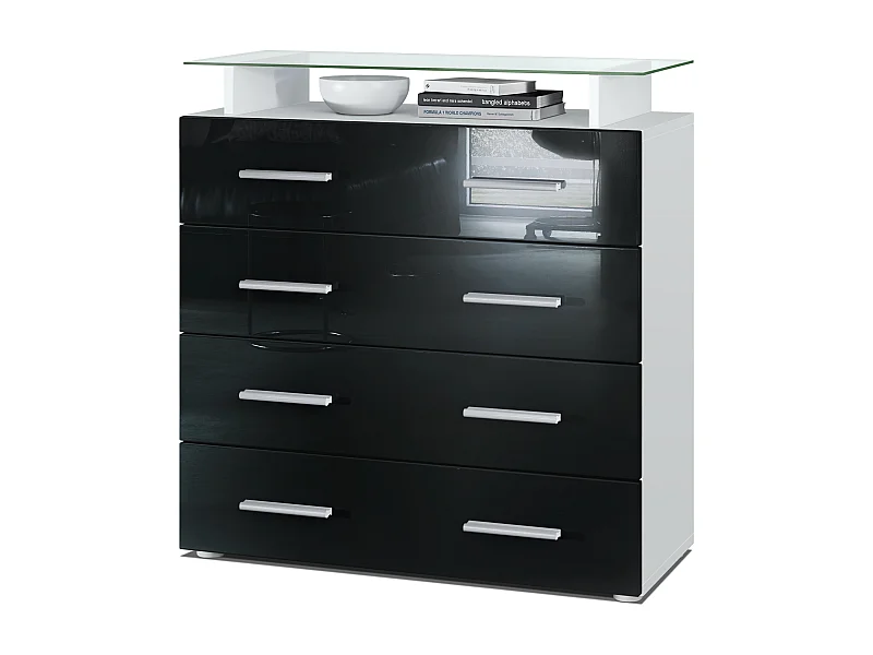 KOMMODE Pavos Schwarz Hochglanz