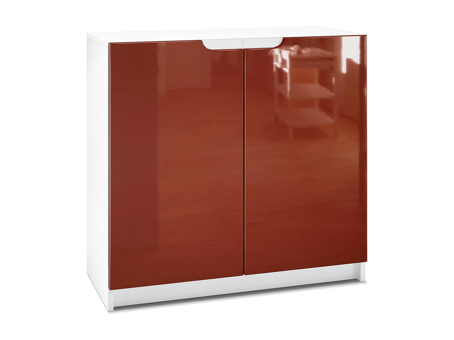 Madia Logan, mobile a 2 ante, bianco opaco/bordeaux lucido (82 x 78 x 37 cm)