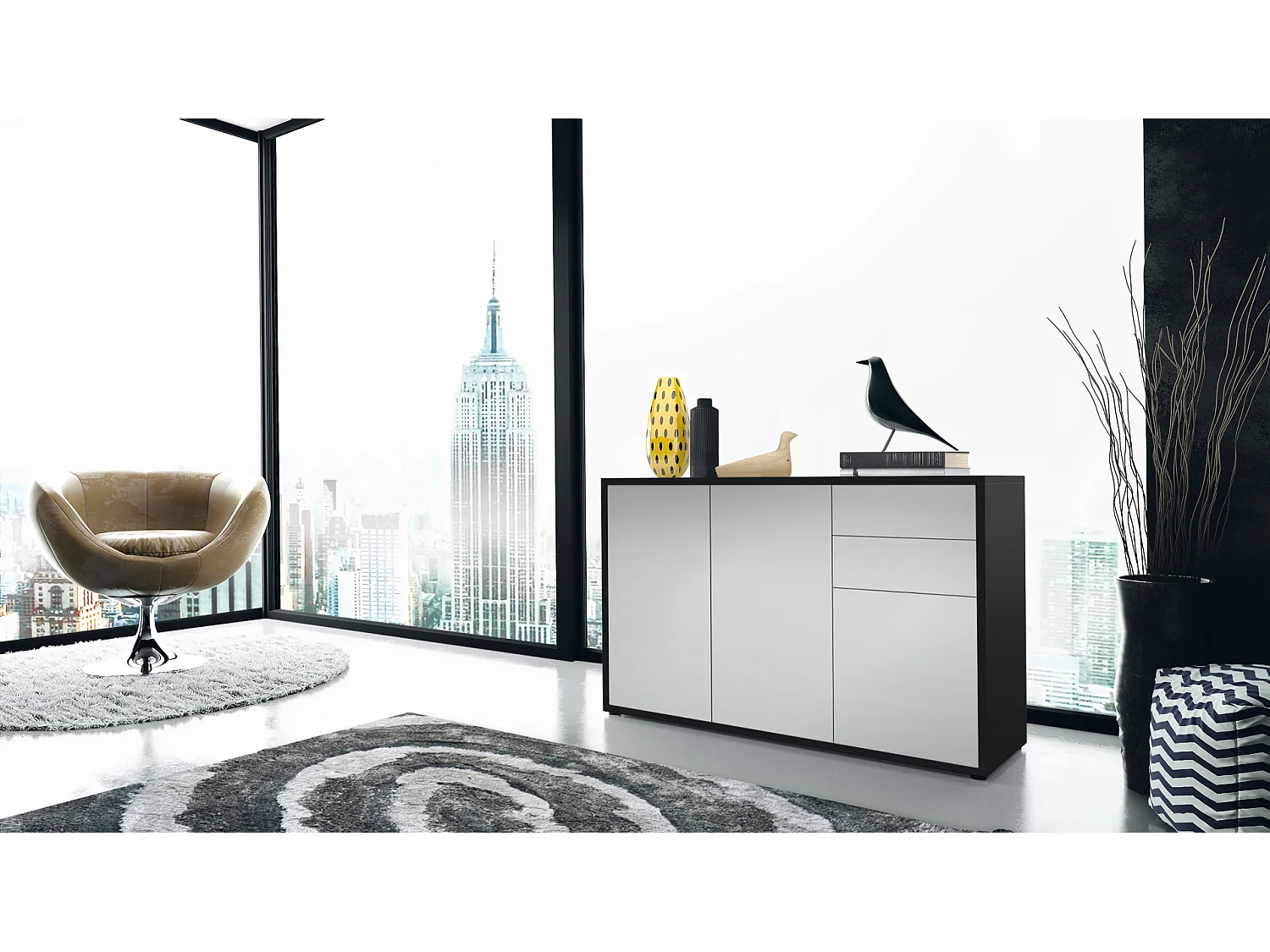 KOMMODE Ben Front in Hellgrau Seidenmatt