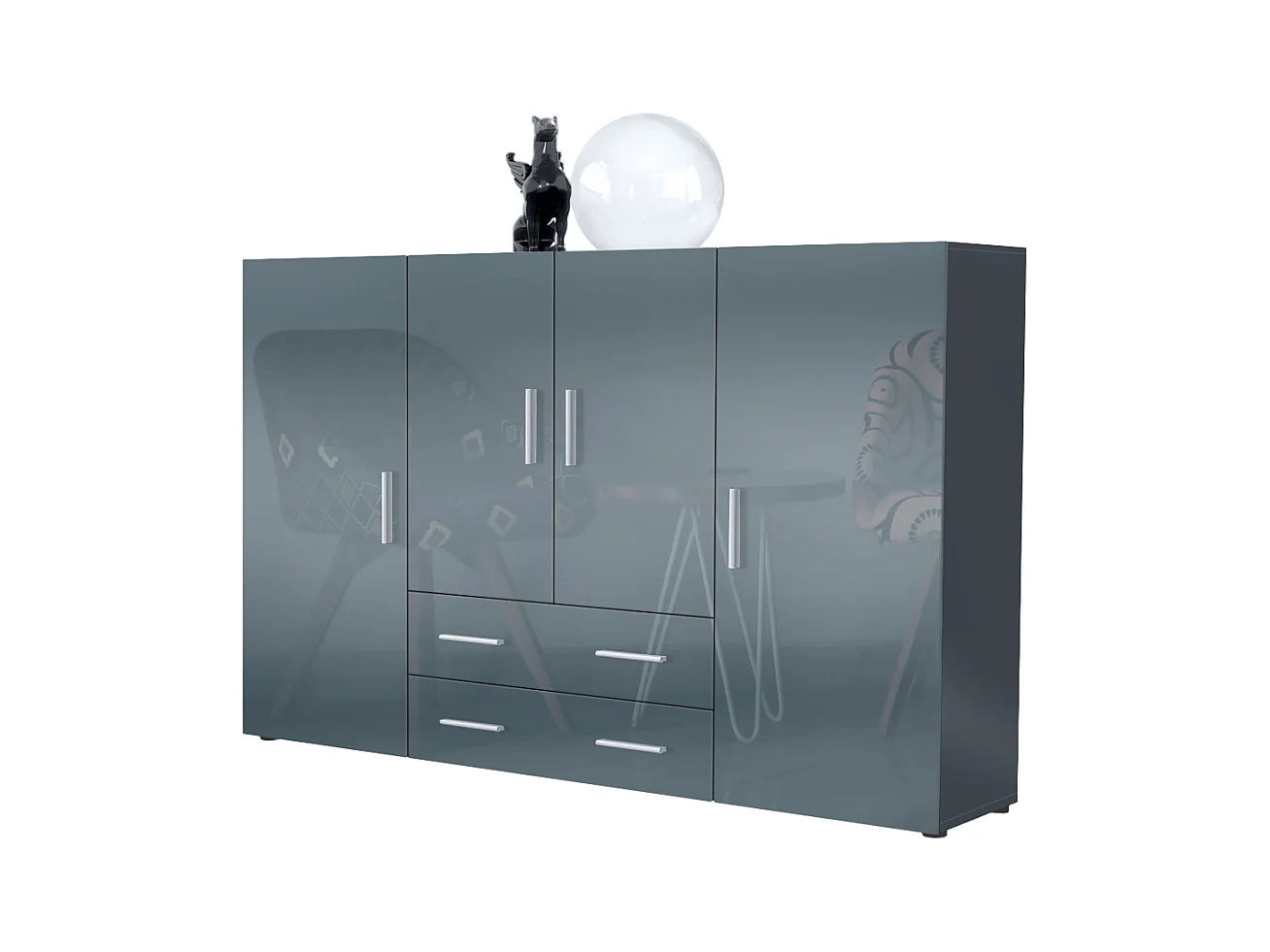 HIGHBOARD Nora Türen in Grau Hochglanz