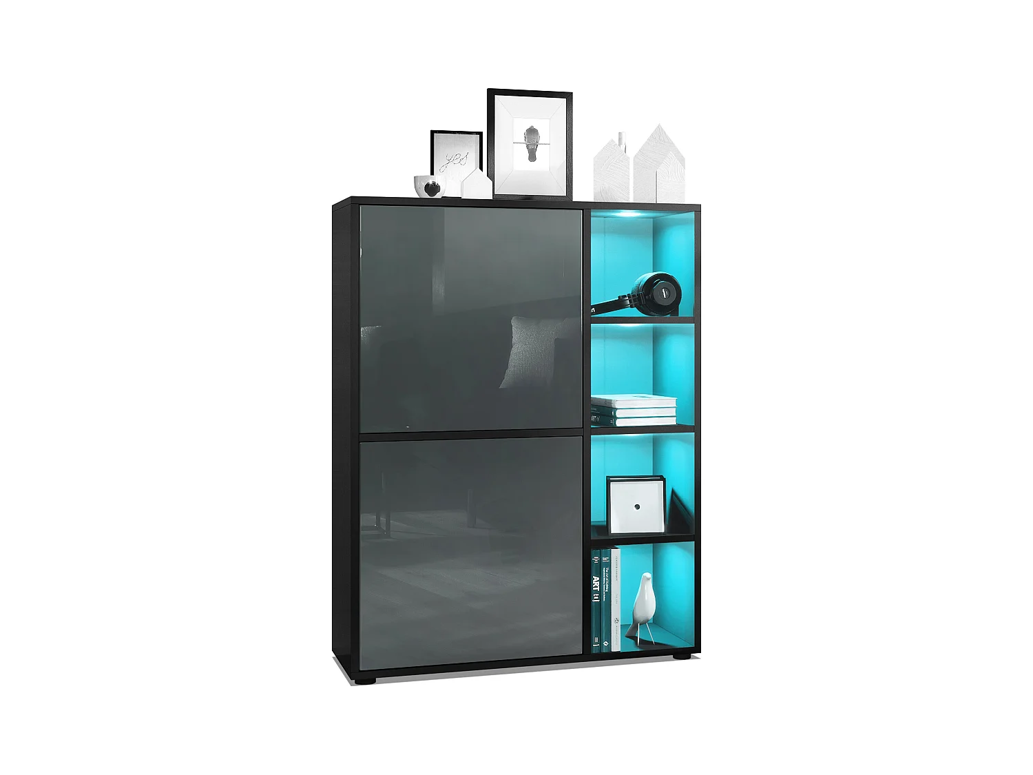 HIGHBOARD Cuba Türen in Grau Hochglanz