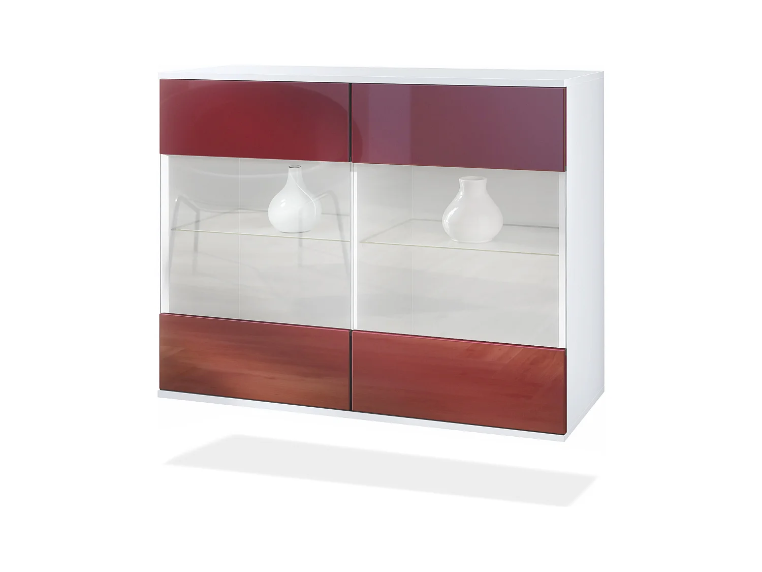 KOMMODE Bari Bordeaux Hochglanz