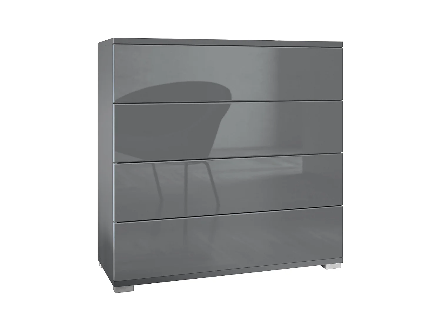 Commode  Pavos V3, Buffet avec 4 tiroirs anthracite mat/gris haute brillance (76 x 76 x 35 cm)