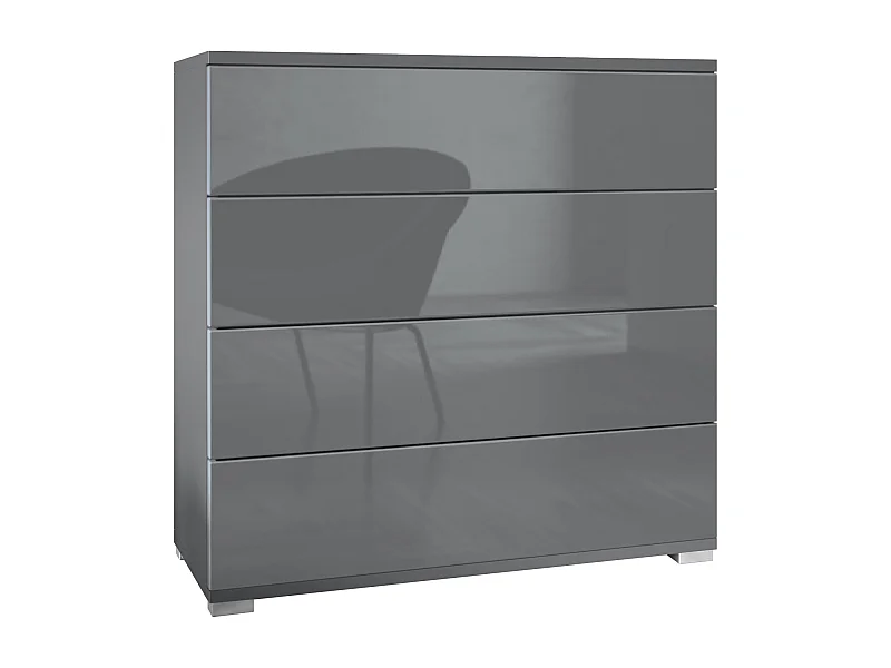Commode  Pavos V3, Buffet avec 4 tiroirs anthracite mat/gris haute brillance (76 x 76 x 35 cm)