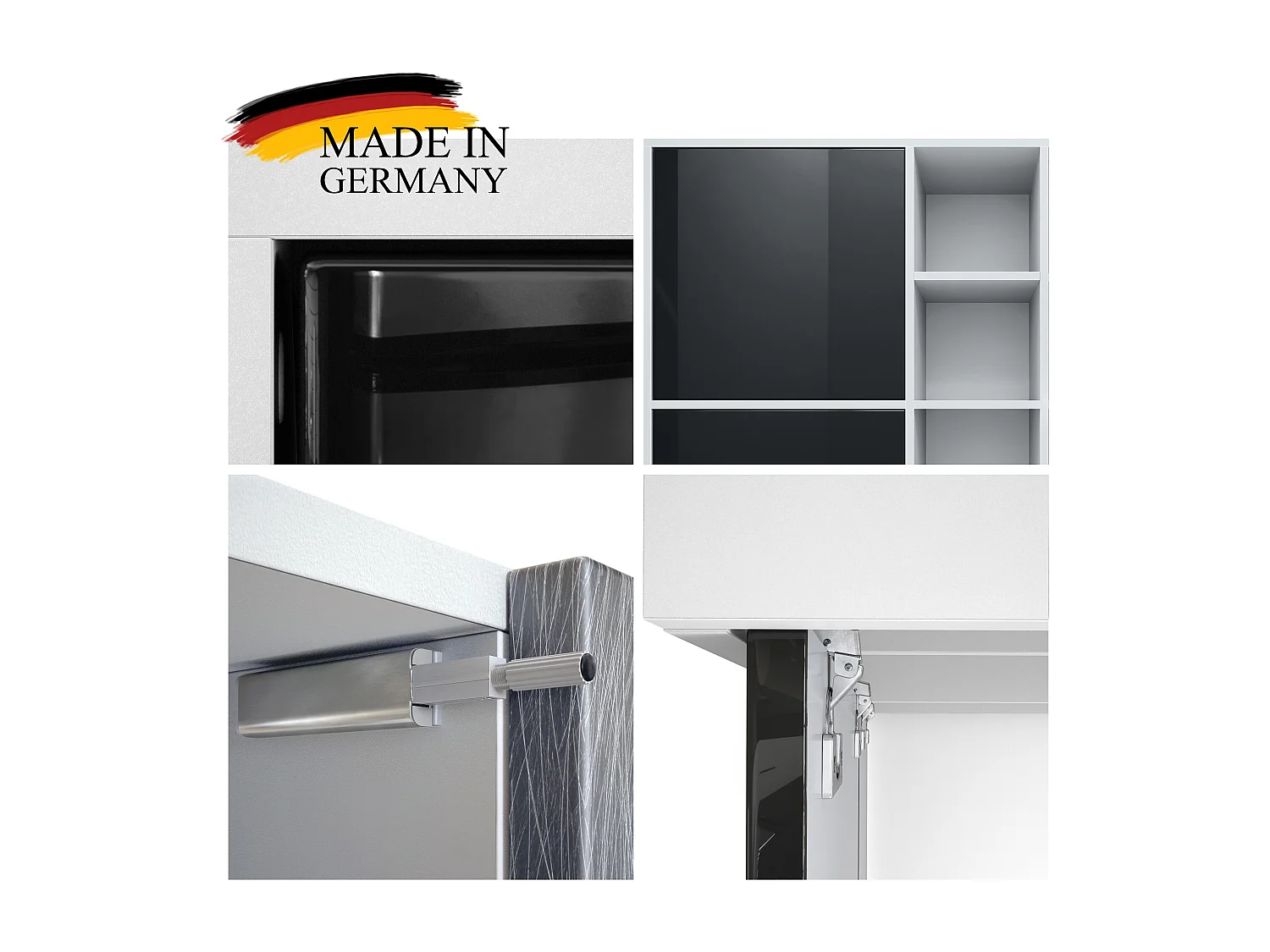 Credenza  Cuba 79 x 105,5 x 35,5 cm Credenza con 8 ripiani, Struttura in nero opaco / Ante in grigio chiaro satinato