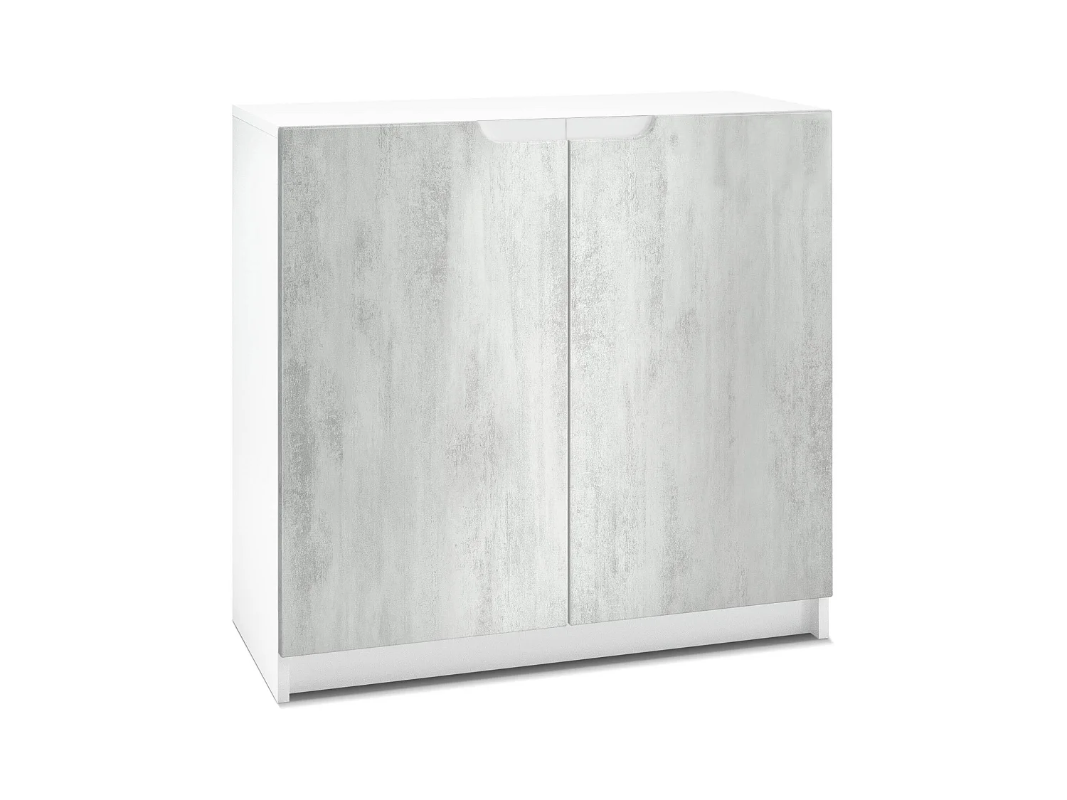 Cajonera Logan, Cómoda con 2 Puertas, blanco mate/hormigón oxidado (82 x 78 x 37 cm)