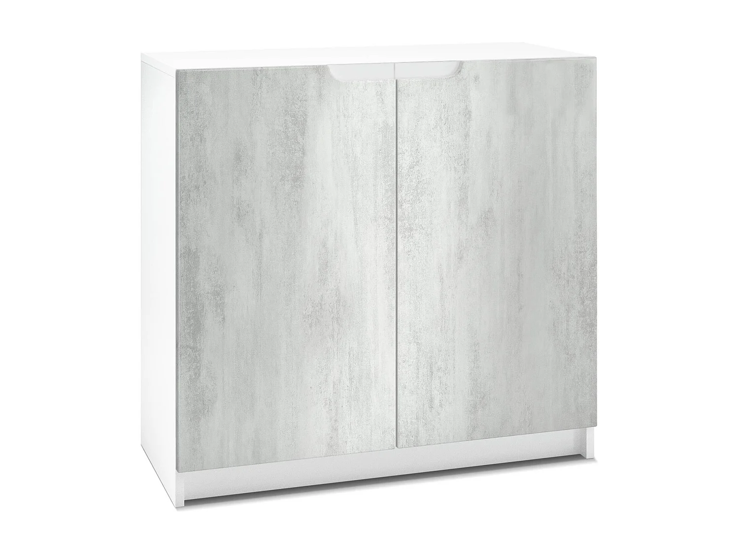 Madia Logan, mobile a 2 ante, bianco opaco/ottica cermento ossido (82 x 78 x 37 cm)