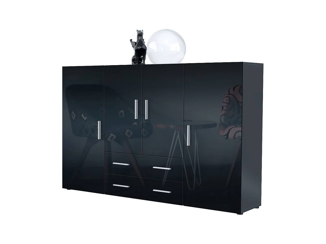 HIGHBOARD Nora Türen in Schwarz Hochglanz