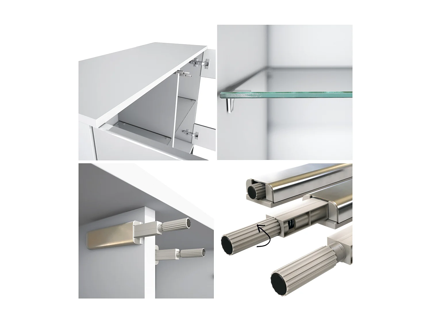 Cómoda Bari V3, Moderno armario de cocina con 2 grandes puertas de cristal incl. iluminación RGB blanco mate / burdeos de alto brillo (92,5 x 73.5 x 35)