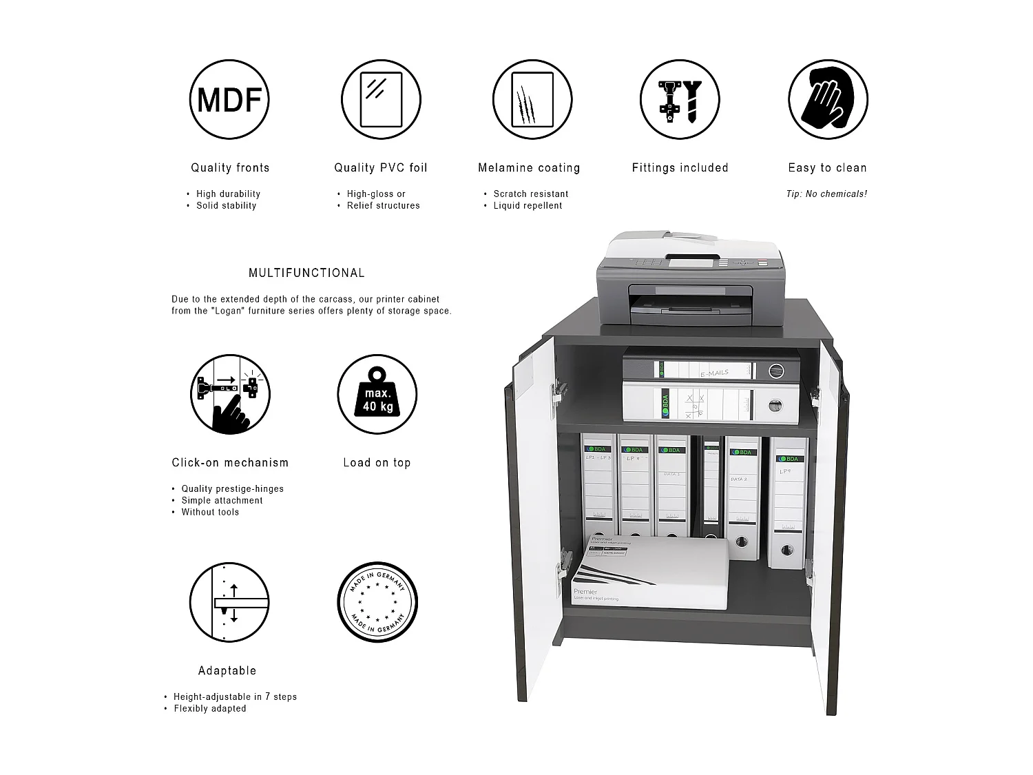 KOMMODE Logan Fronten in Eiche Natur