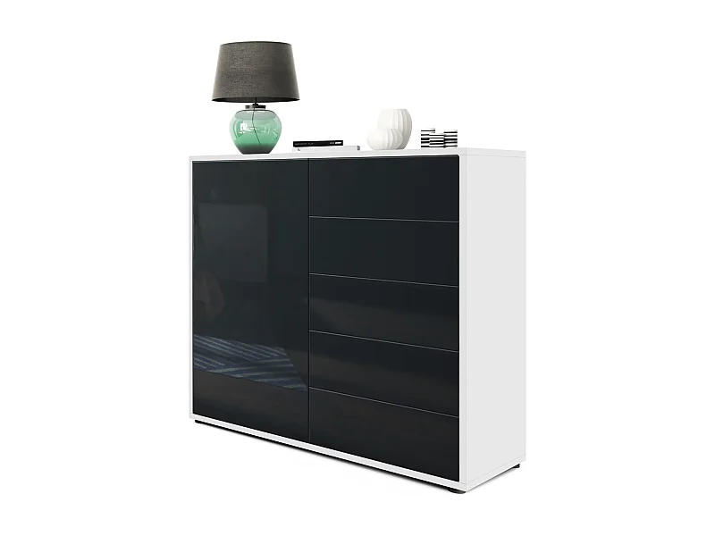 KOMMODE Ben Front in Schwarz Hochglanz