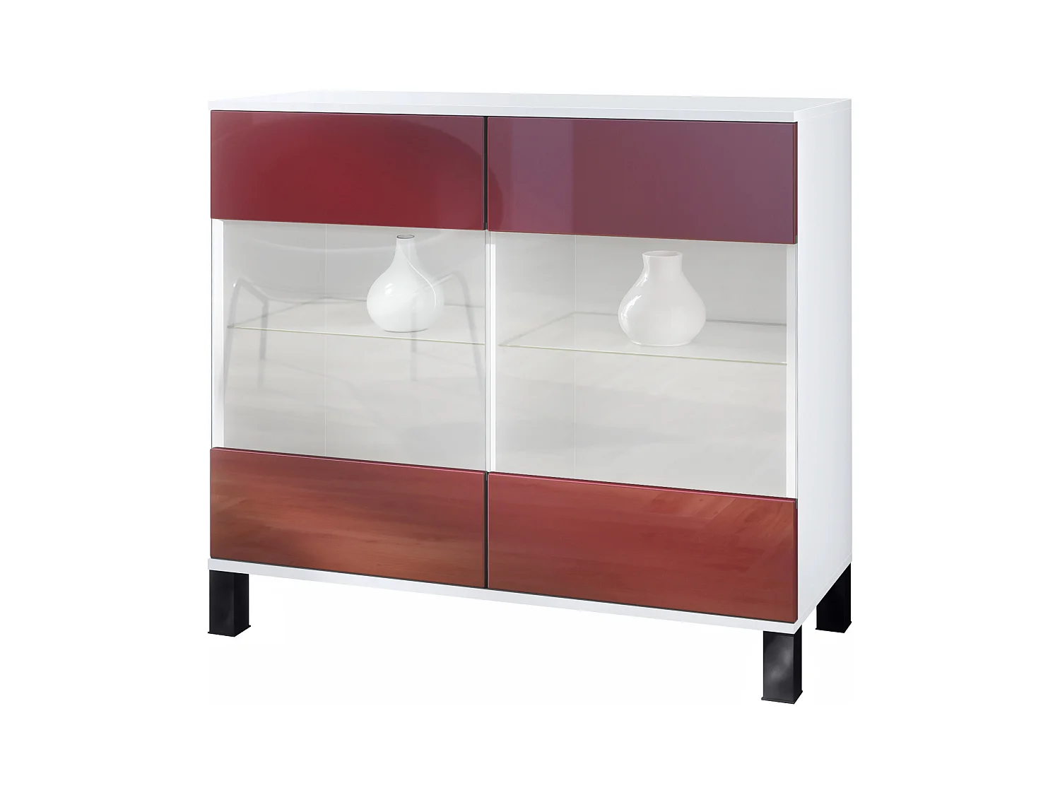 KOMMODE Bari Bordeaux Hochglanz
