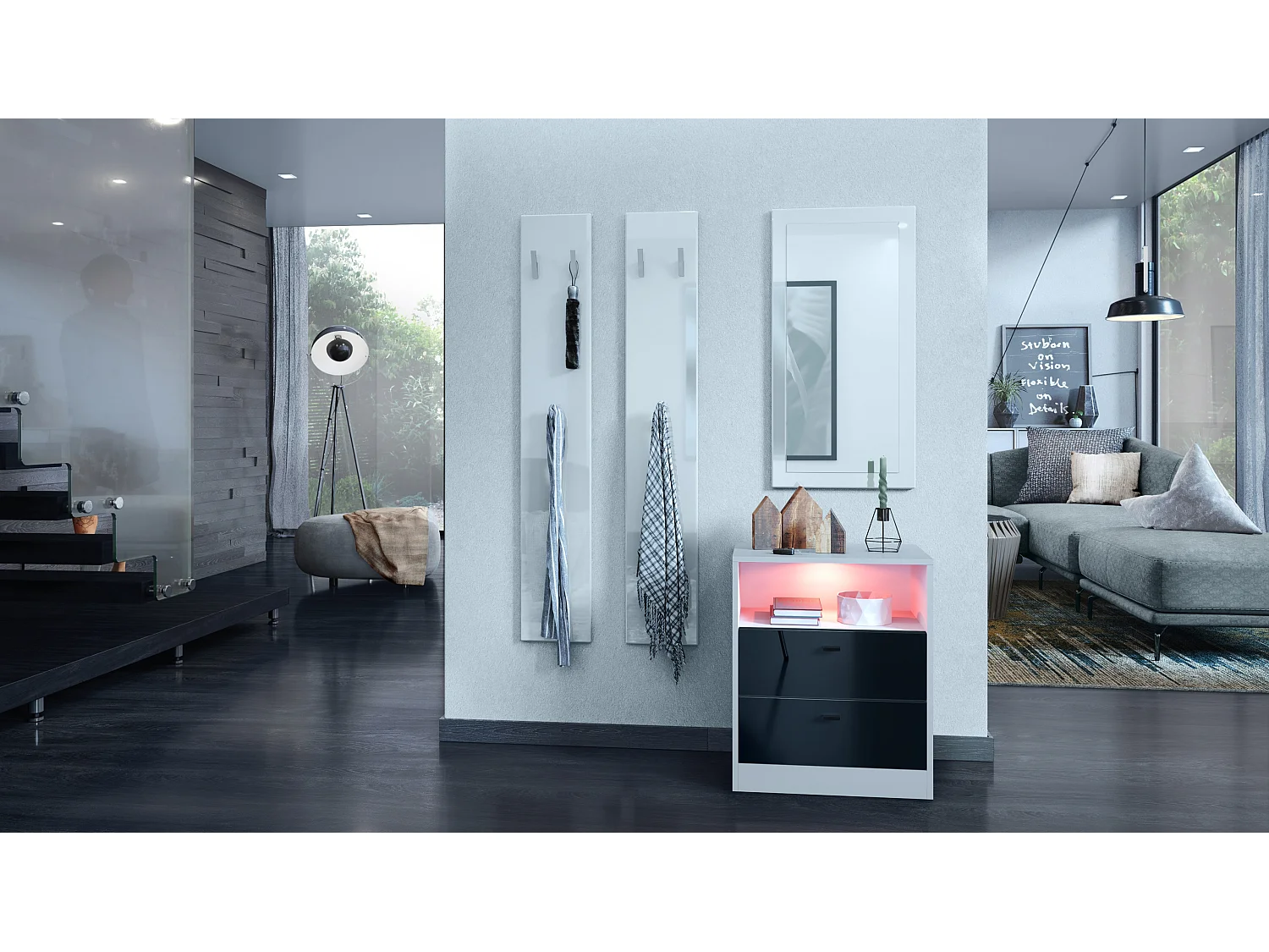 KOMMODE Pino Fronten in Schwarz Hochglanz