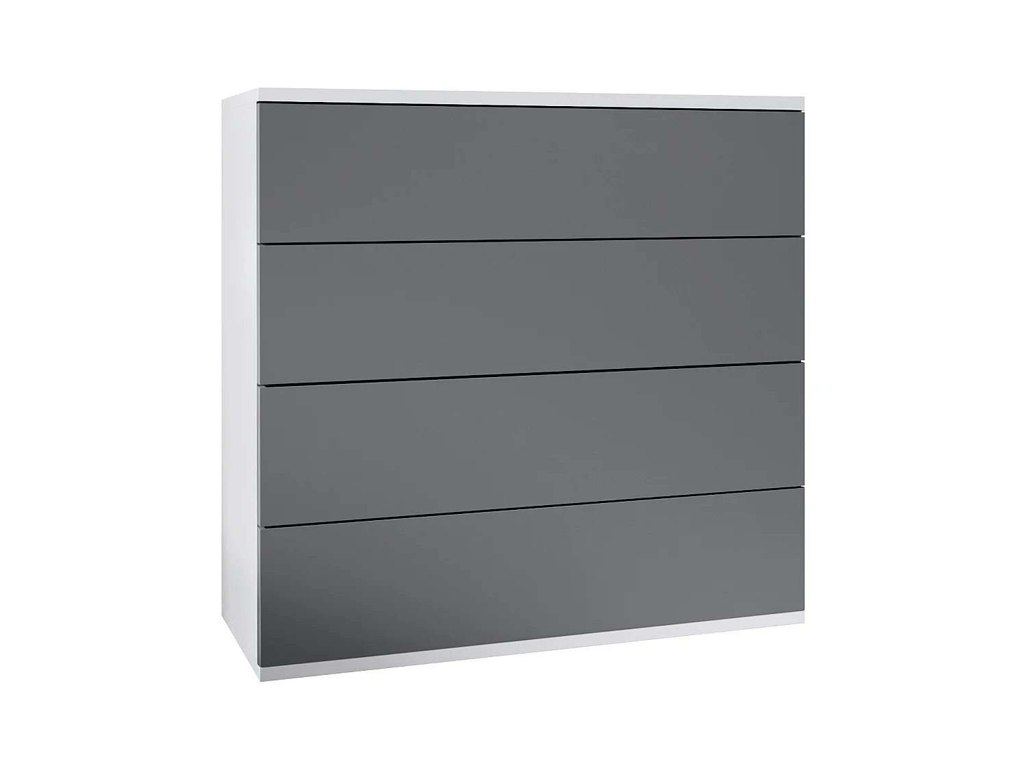 Commode suspendue Pavos V3, Buffet avec 4 tiroirs blanc mat/anthracite mat (76 x 76 x 35 cm)