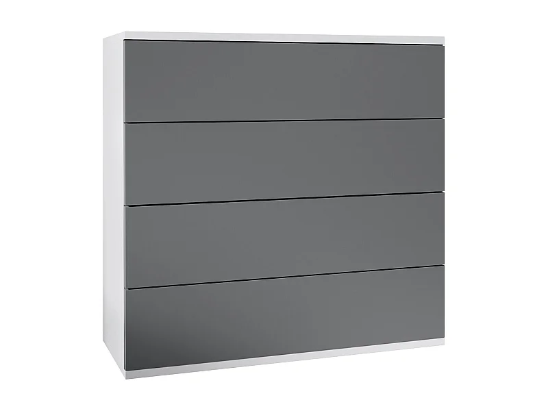 Commode suspendue Pavos V3, Buffet avec 4 tiroirs blanc mat/anthracite mat (76 x 76 x 35 cm)