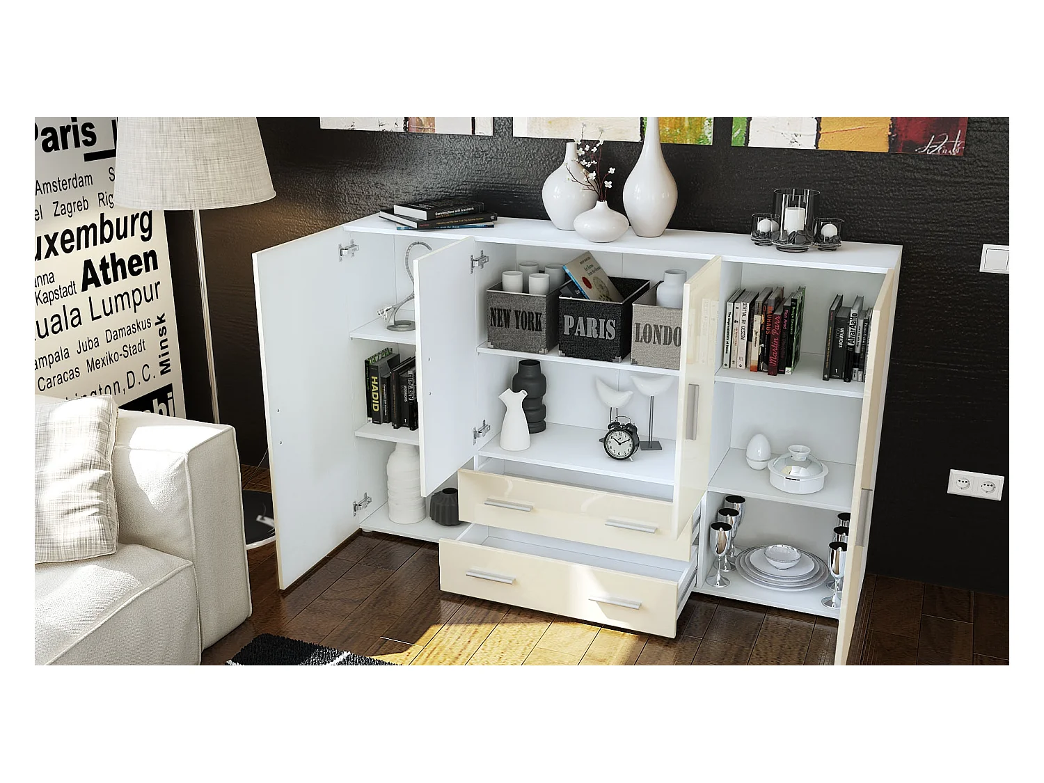 HIGHBOARD Nora Front in Schwarz Hochglanz