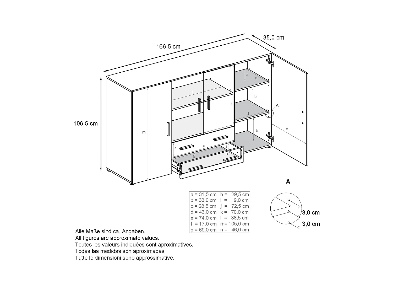 HIGHBOARD Nora Front in Schwarz Hochglanz