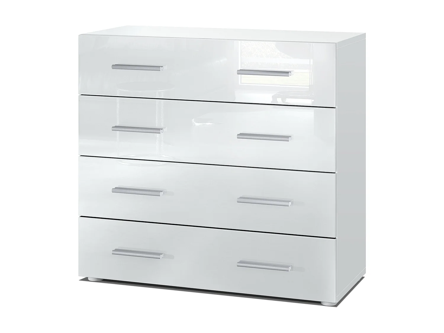 Vladon Madia Pavos, mobile con 4 cassetti, bianco opaco/bianco lucido (76 x 72 x 35 cm)