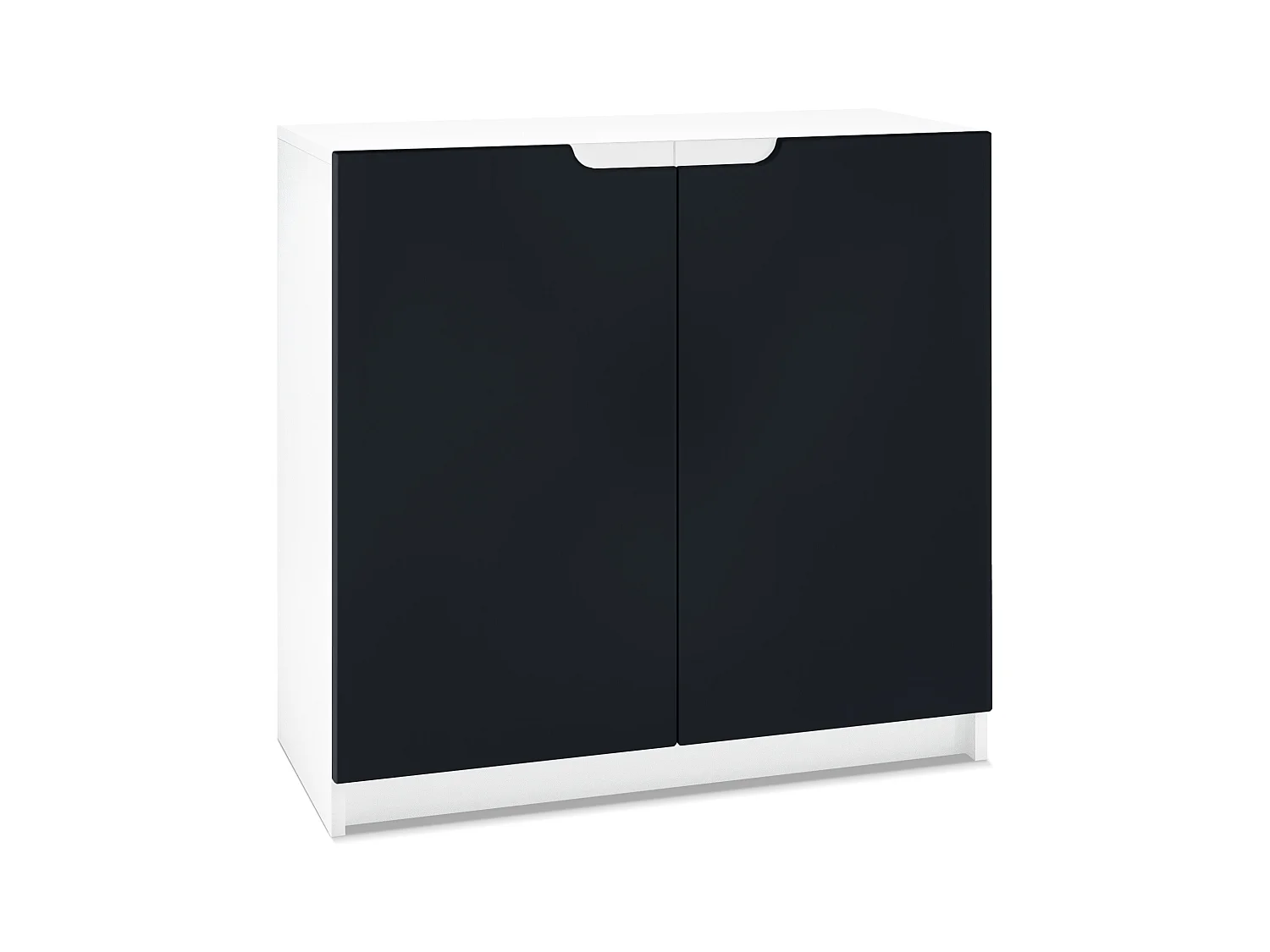 Cajonera Logan, Cómoda con 2 Puertas, blanco mate/negro mate (82 x 78 x 37 cm)