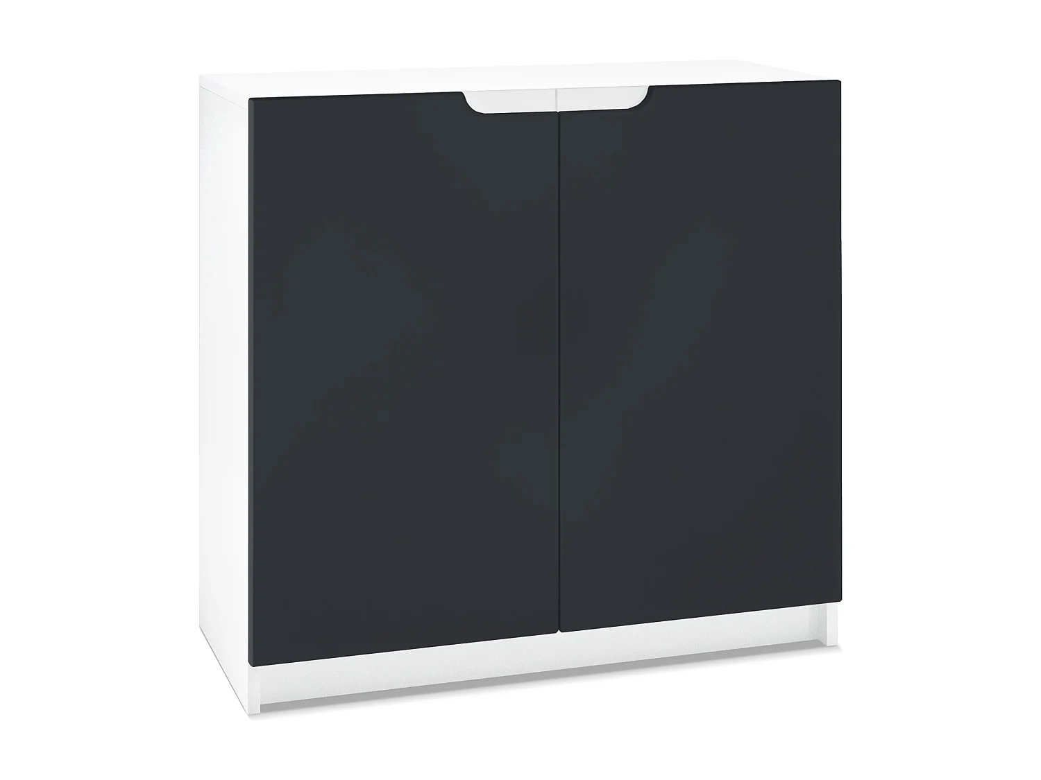 Cajonera Logan, Cómoda con 2 Puertas, blanco mate/negro mate (82 x 78 x 37 cm)