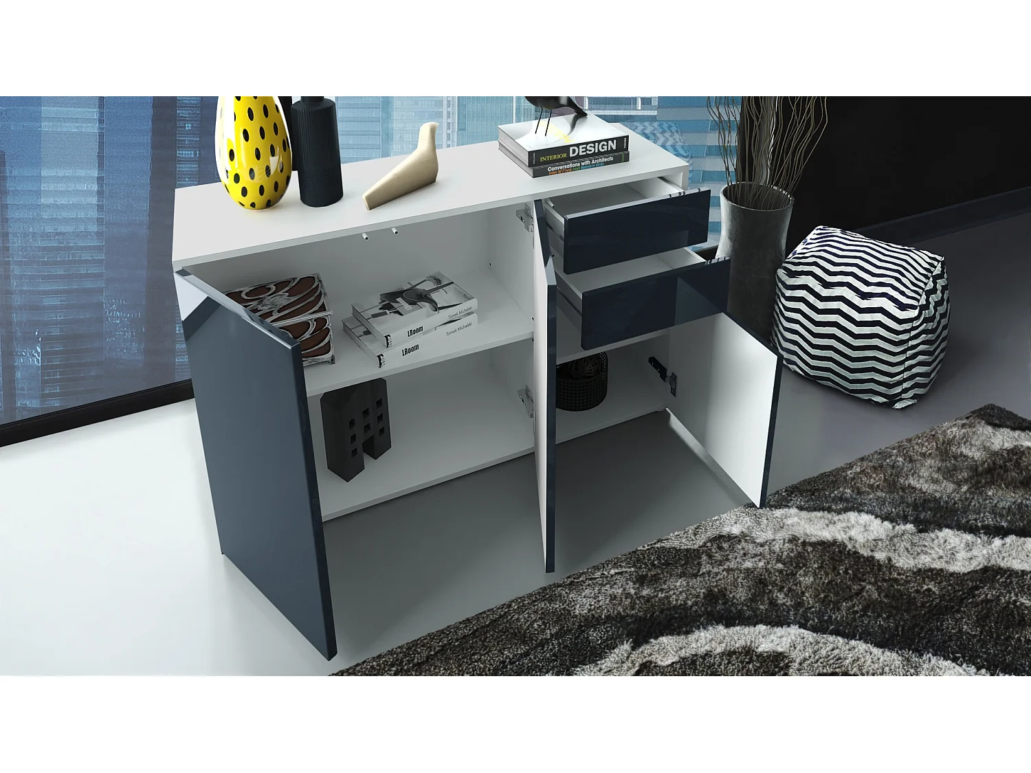 KOMMODE Ben Front in Beton Oxid Optik