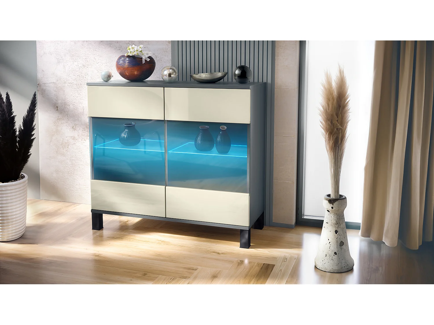 KOMMODE Bari Creme Hochglanz