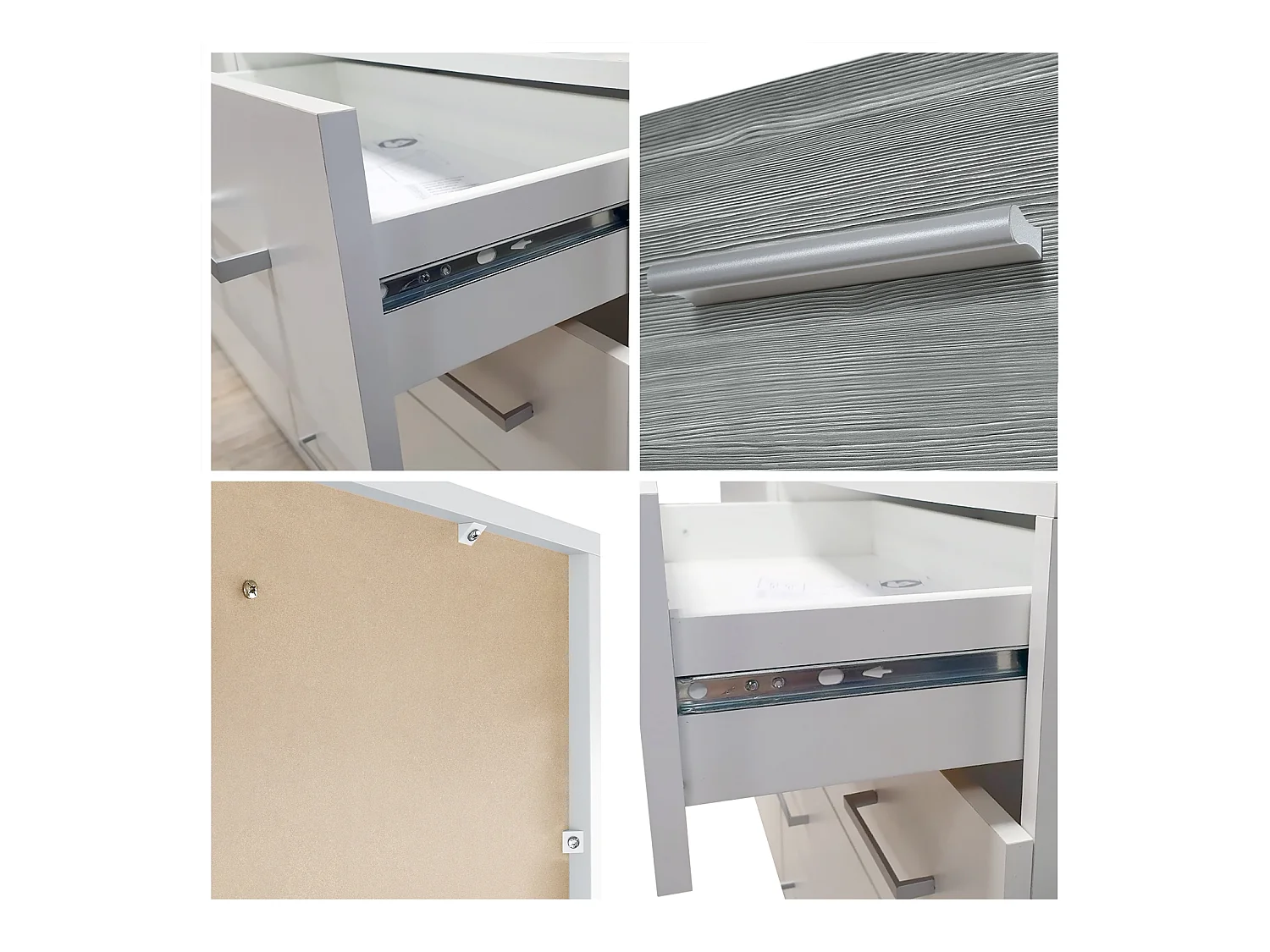 Buffet Pavos, Commode avec 4 tiroirs, blanc mat/aspect béton oxyde (76 x 72 x 35 cm)