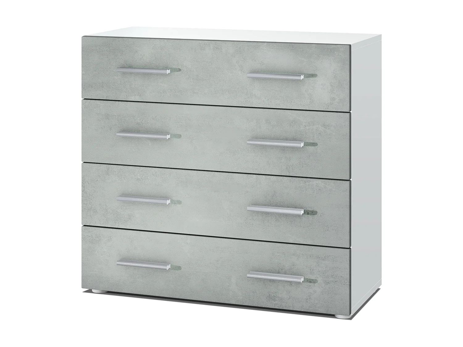 Vladon Madia Pavos, mobile con 4 cassetti, bianco opaco/ottica cermento ossido (76 x 72 x 35 cm)