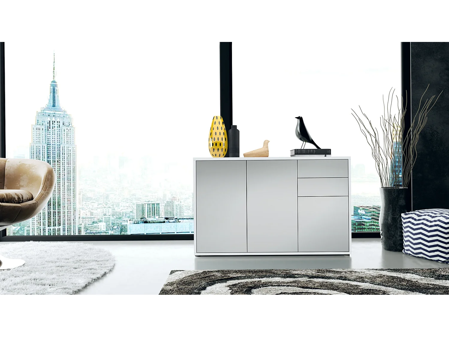 KOMMODE Ben Front in Hellgrau Seidenmatt