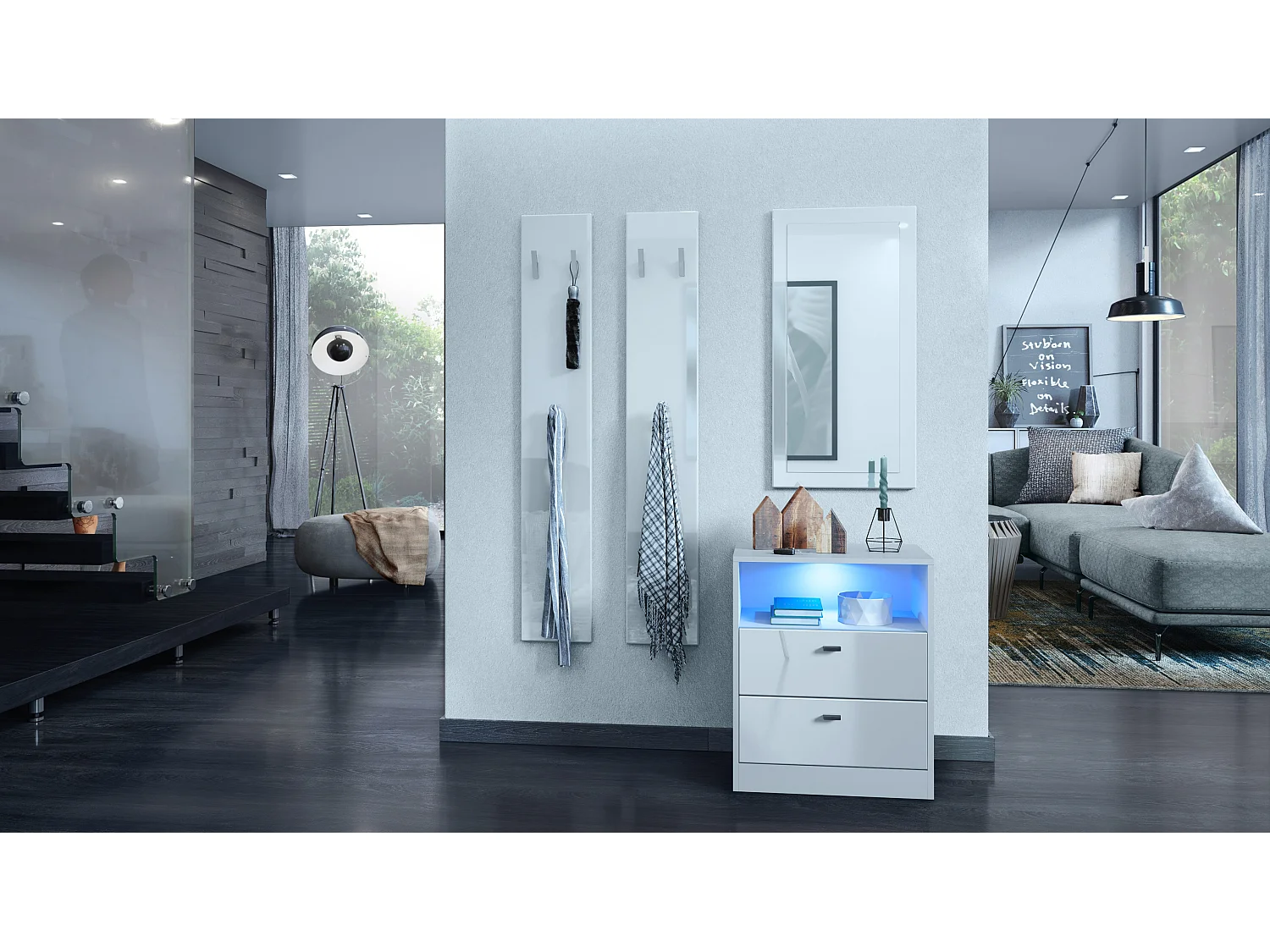 KOMMODE Pino Fronten in Weiß Hochglanz