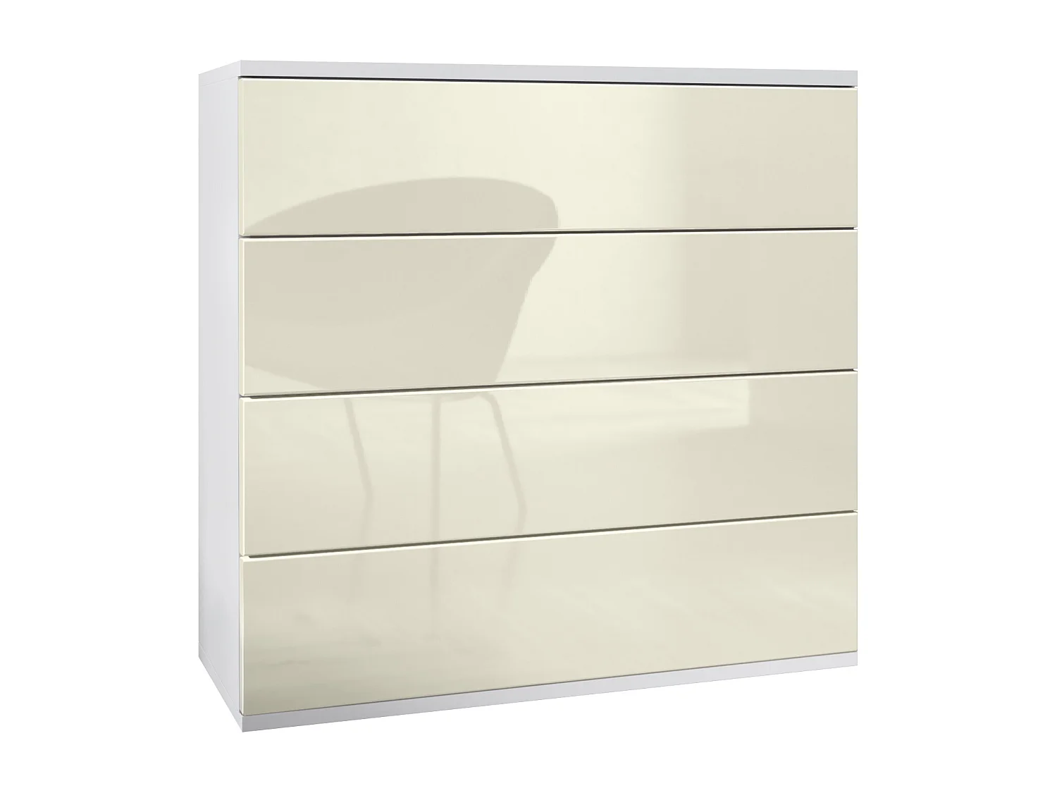 Cassettiera sospesa Pavos V3, Credenza con 4 cassetti bianco opaco/beige lucido (76 x 76 x 35 cm)