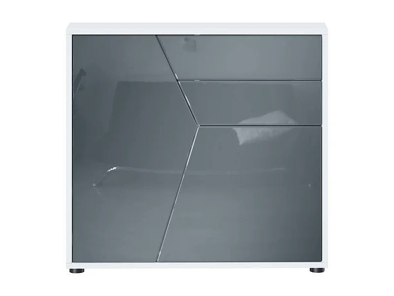 KOMMODE Benny Fronten in Grau Hochglanz