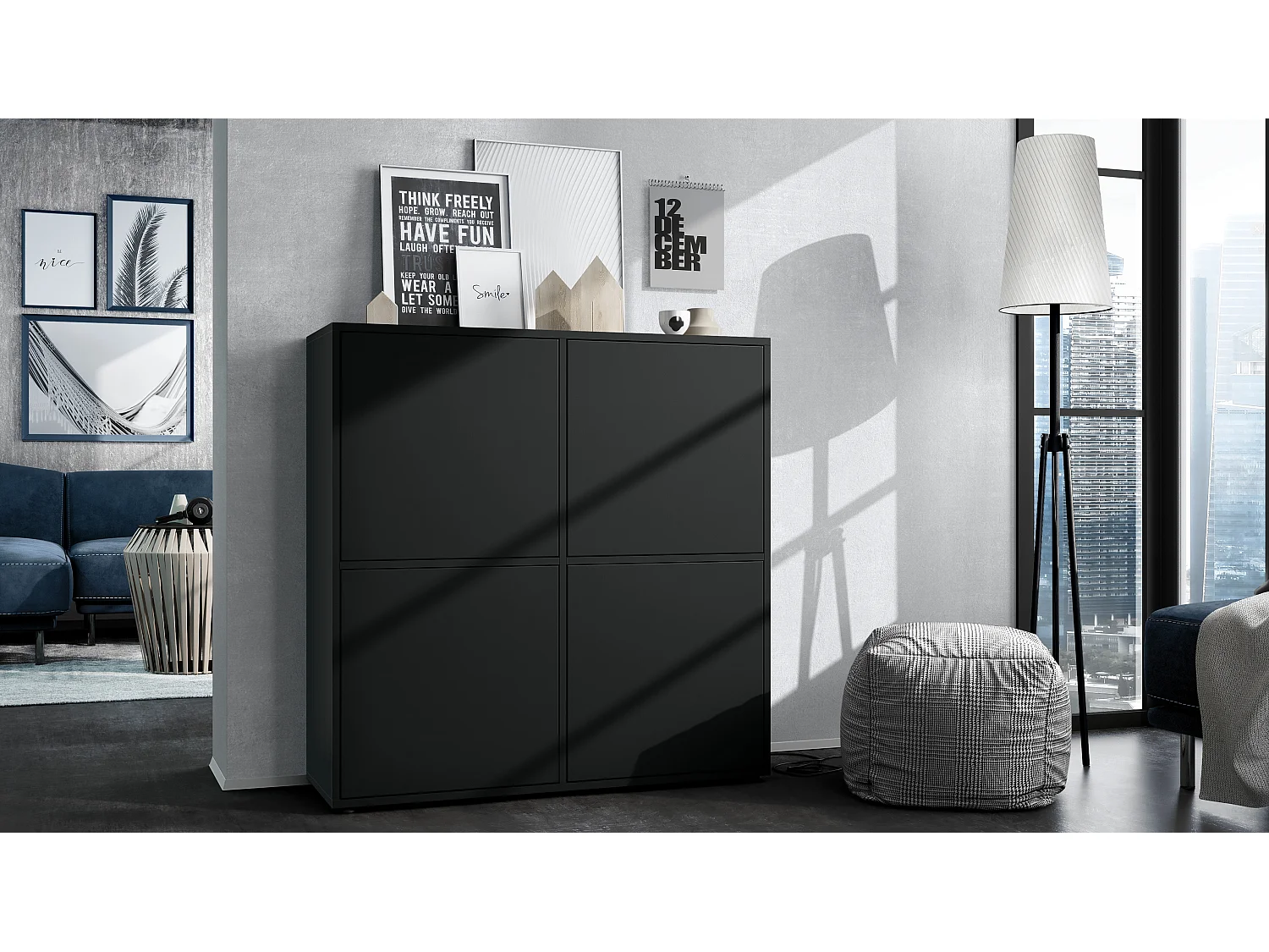 HIGHBOARD Cuba Türen in Schwarz matt