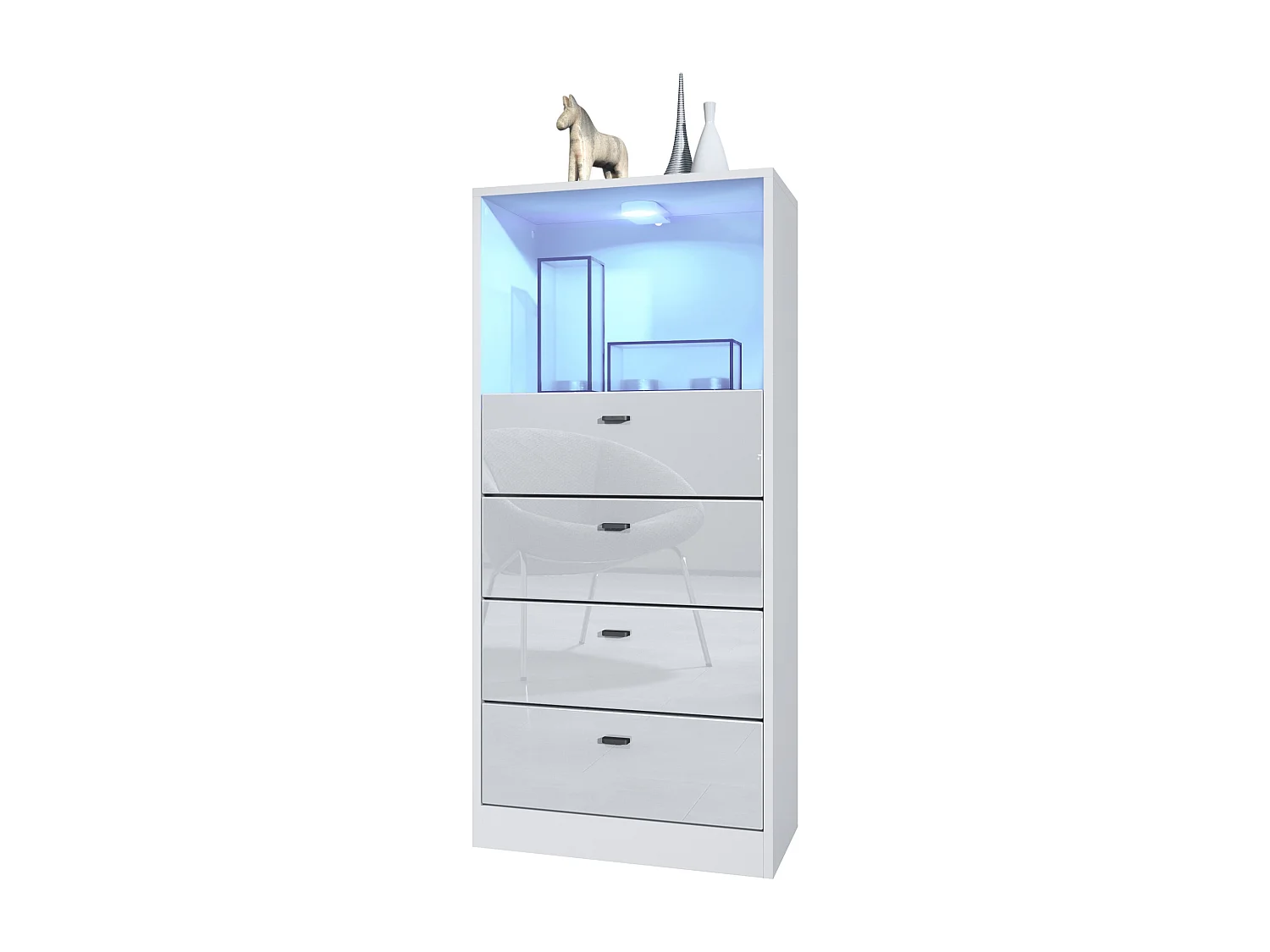 KOMMODE Pino Fronten in Weiß Hochglanz