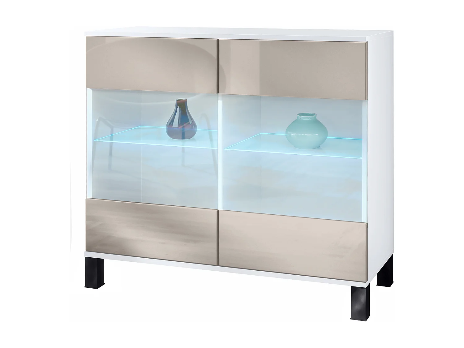 KOMMODE Bari Sandgrau Hochglanz