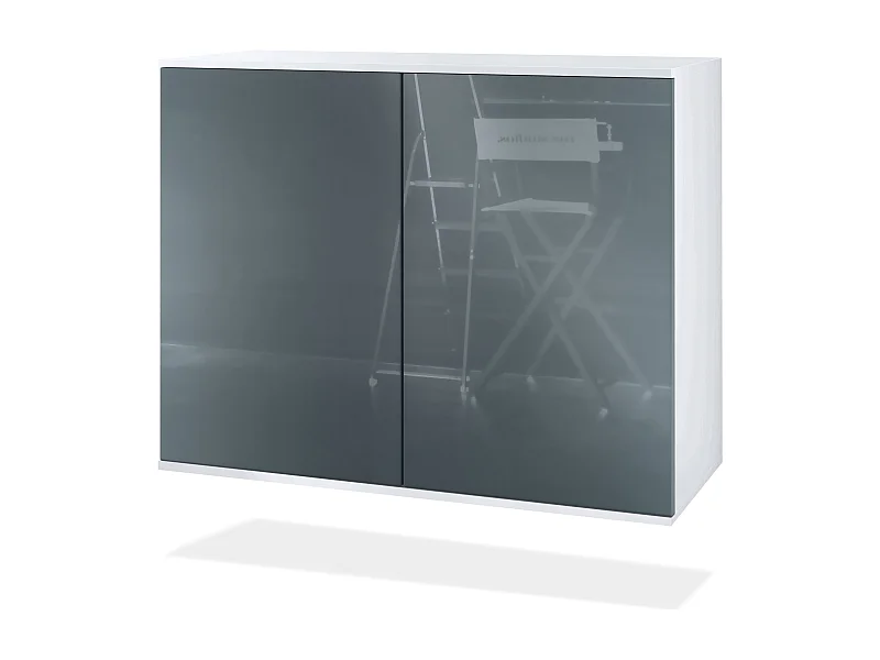 KOMMODE Skadu Grau Hochglanz