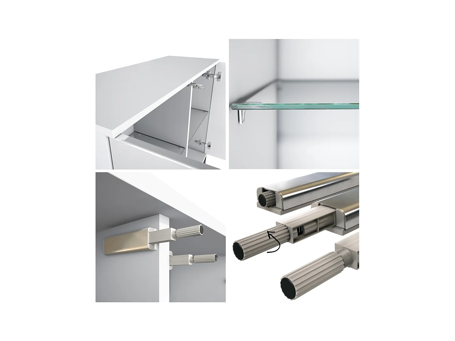 Commode Grömitz V3, Armoire de cuisine moderne avec 2 grandes portes vitrées blanc mat / chêne nature (92,5 x 73.5 x 35)