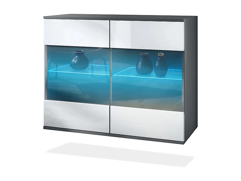 KOMMODE Bari Weiß Hochglanz