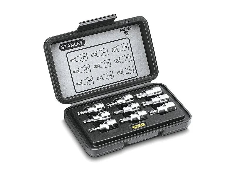 Coffret à Douilles - STANLEY - Jeu de 9 Douilles Torx - T20-T25-T27-T30-T40-T45-T50-T55-T60, 1-89-098