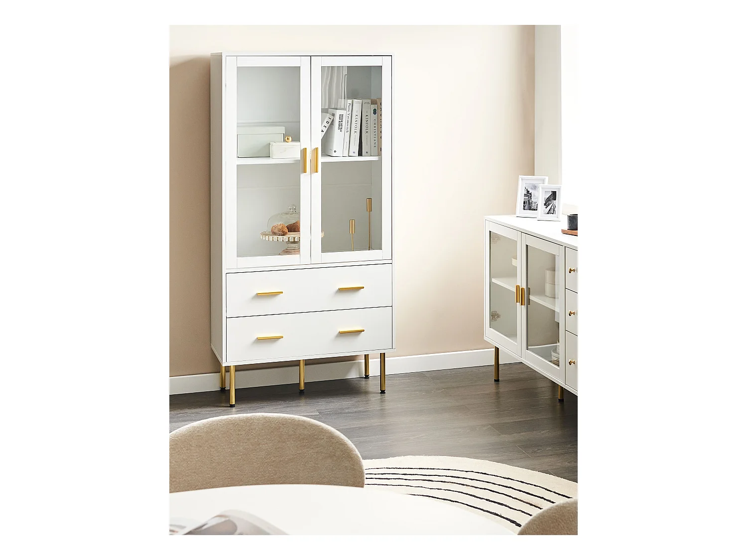 Vitrine en verre MILORA 80 cm Blanc