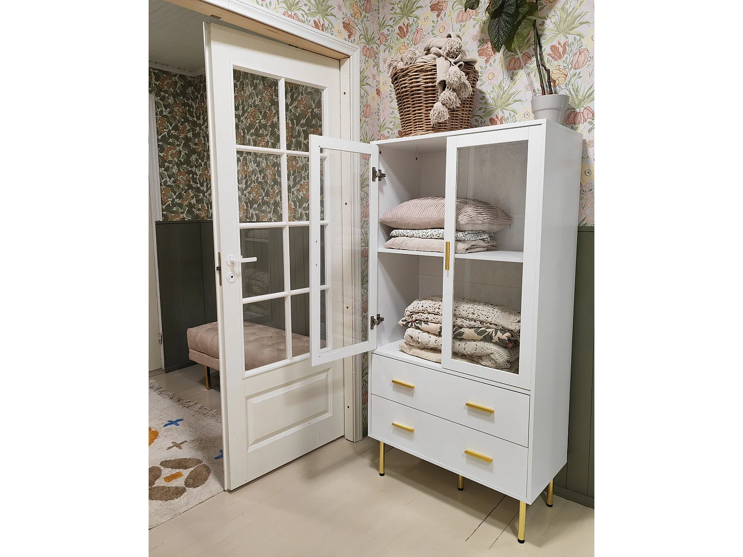 Glass Display Cabinet MILORA 80 cm White